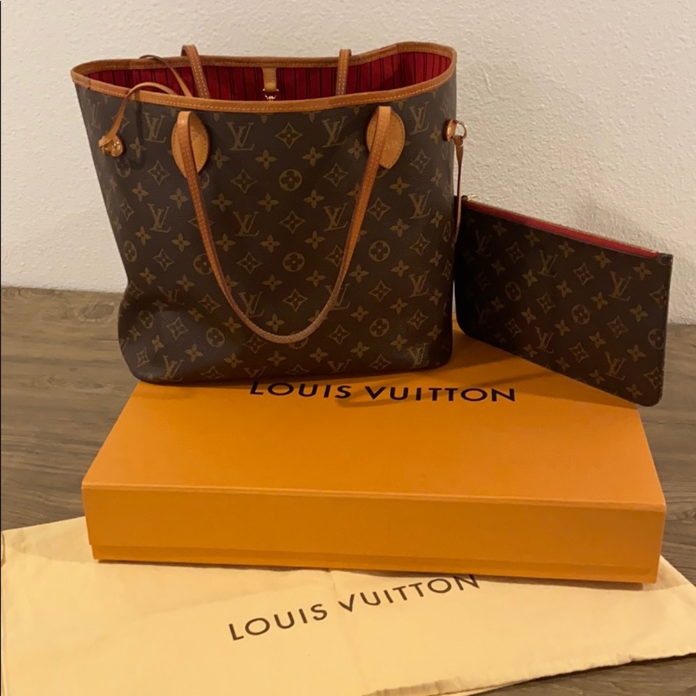 Louis Vuitton Neverfull MM Monogram WITH Clutch